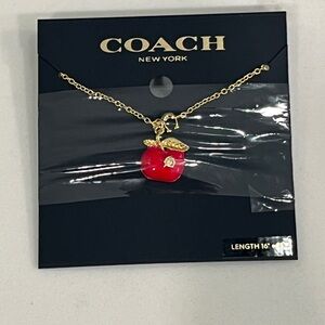Coach RoseGold Necklace with Red Apple Pendant